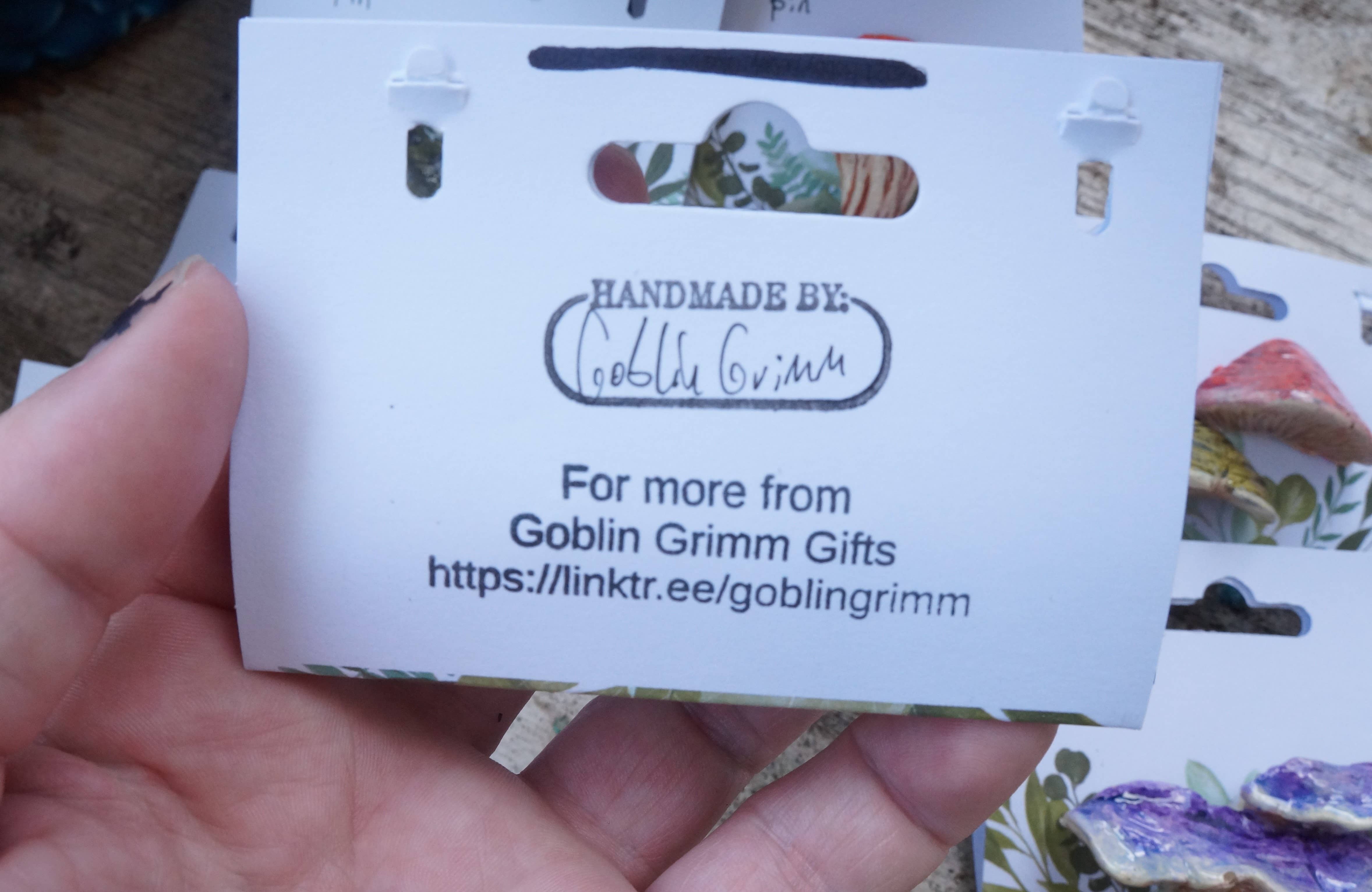 Goblin Grimm Gifts - Wholesale Lapel Pin/Button - Hand sculpted Shelf Mushroom Pins3