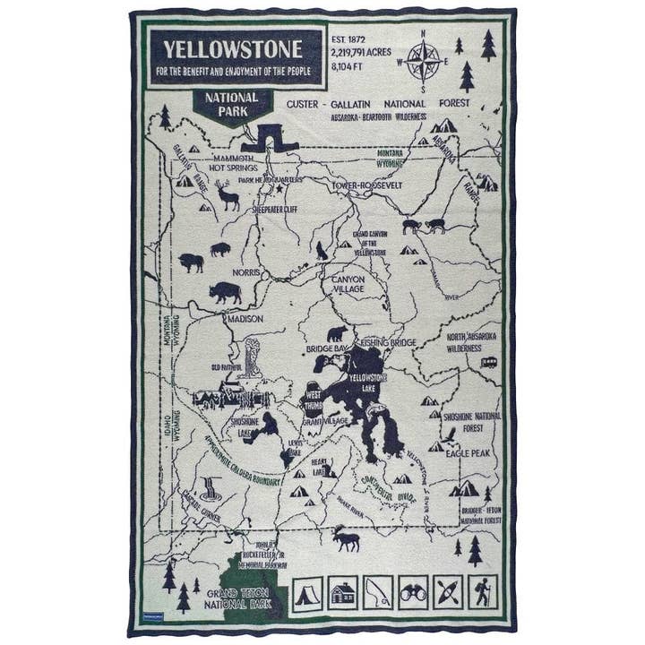 Naturlig Kort - Yellowstone Nationalpark Uldkast for engroshandel på Faire
