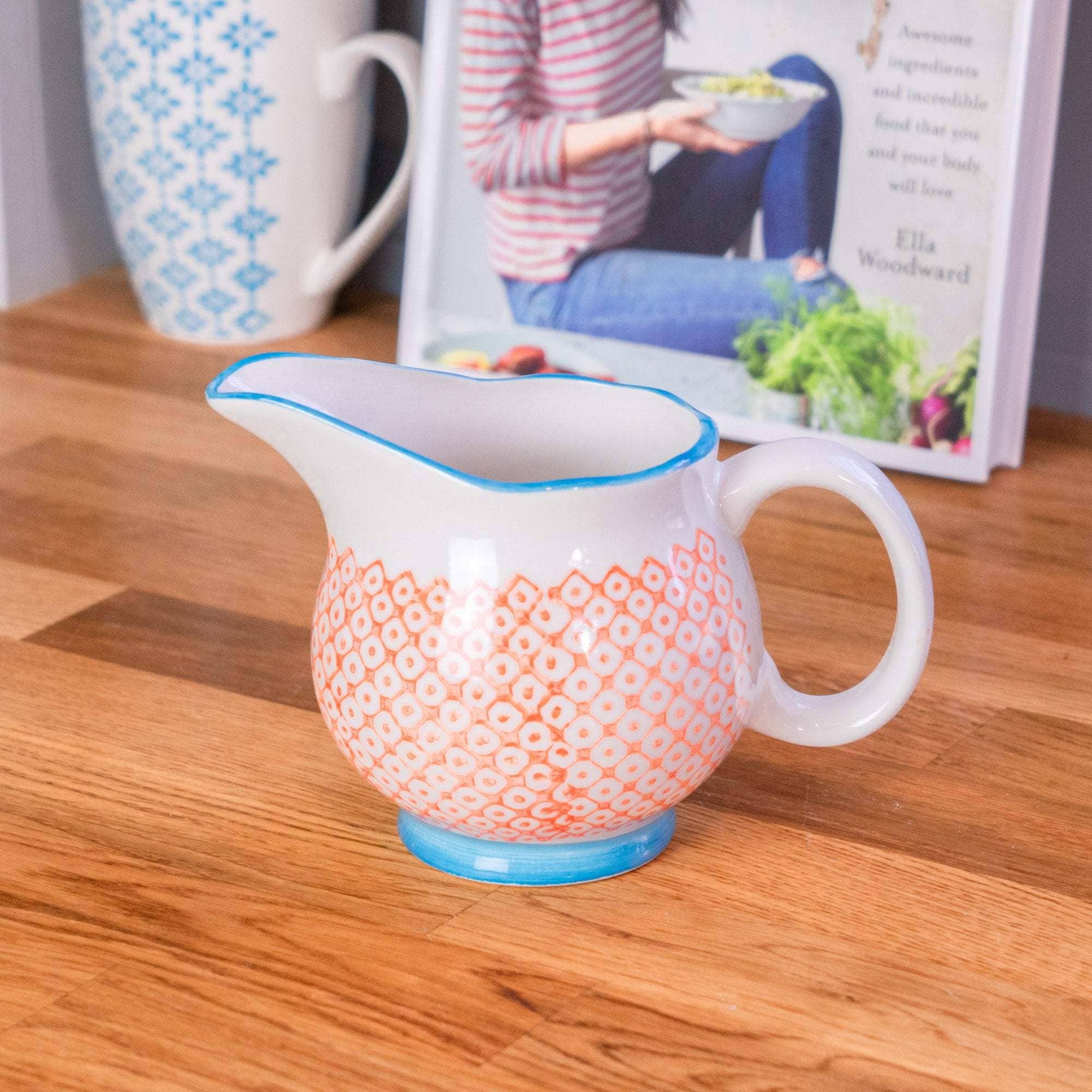 Rinkit Ltd – wholesale Jug – Nicola Spring Patterned Milk and Gravy Jug - Orange and Blue1