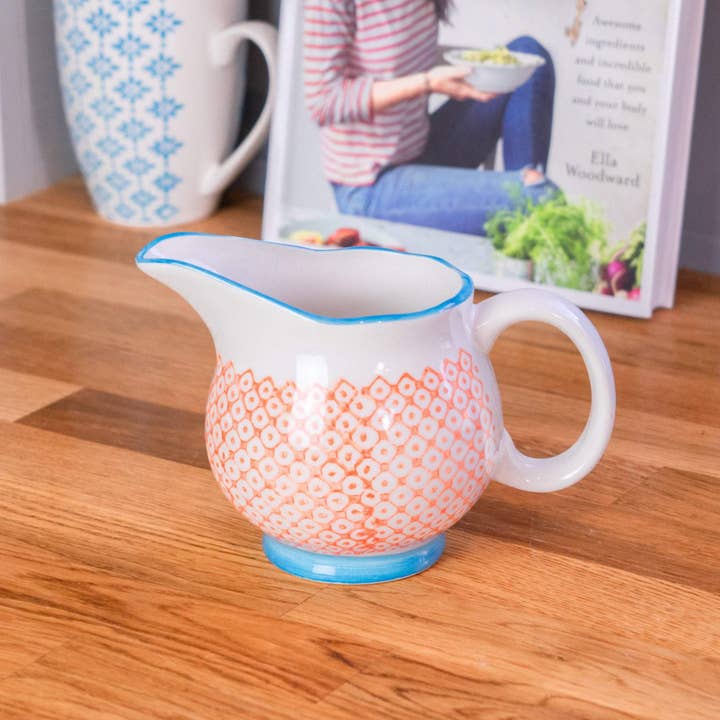 Rinkit Ltd – wholesale Jug – Nicola Spring Patterned Milk and Gravy Jug - Orange and Blue1