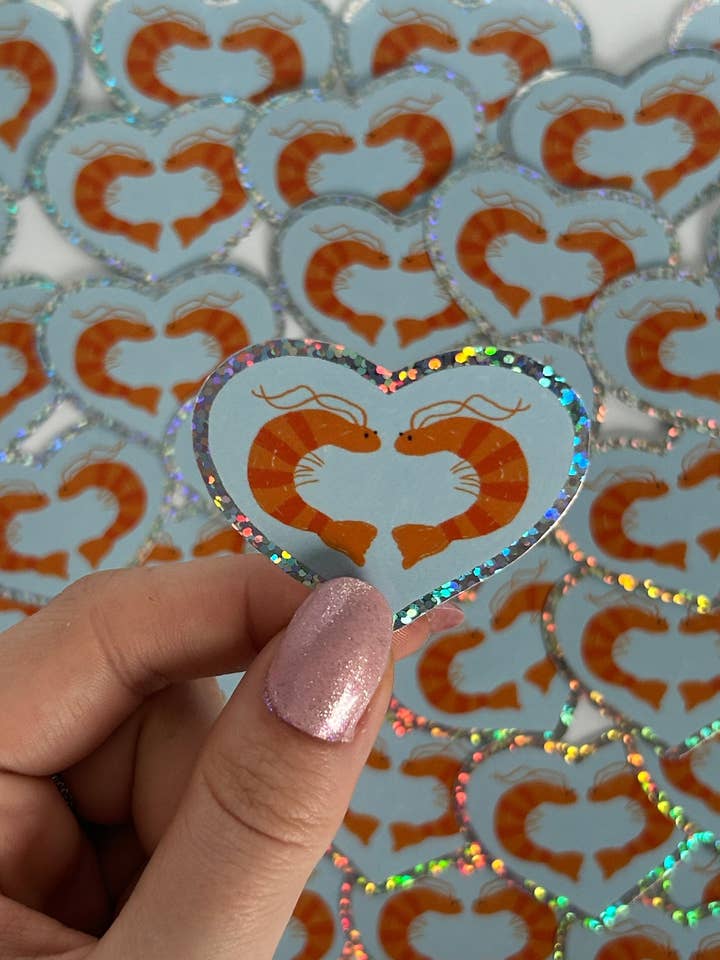 Shrimp Heart Sticker for wholesale by Nany Craft Shop