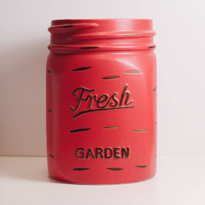 Mason Jar Planter (Red) for wholesale by A Cheerful Giver