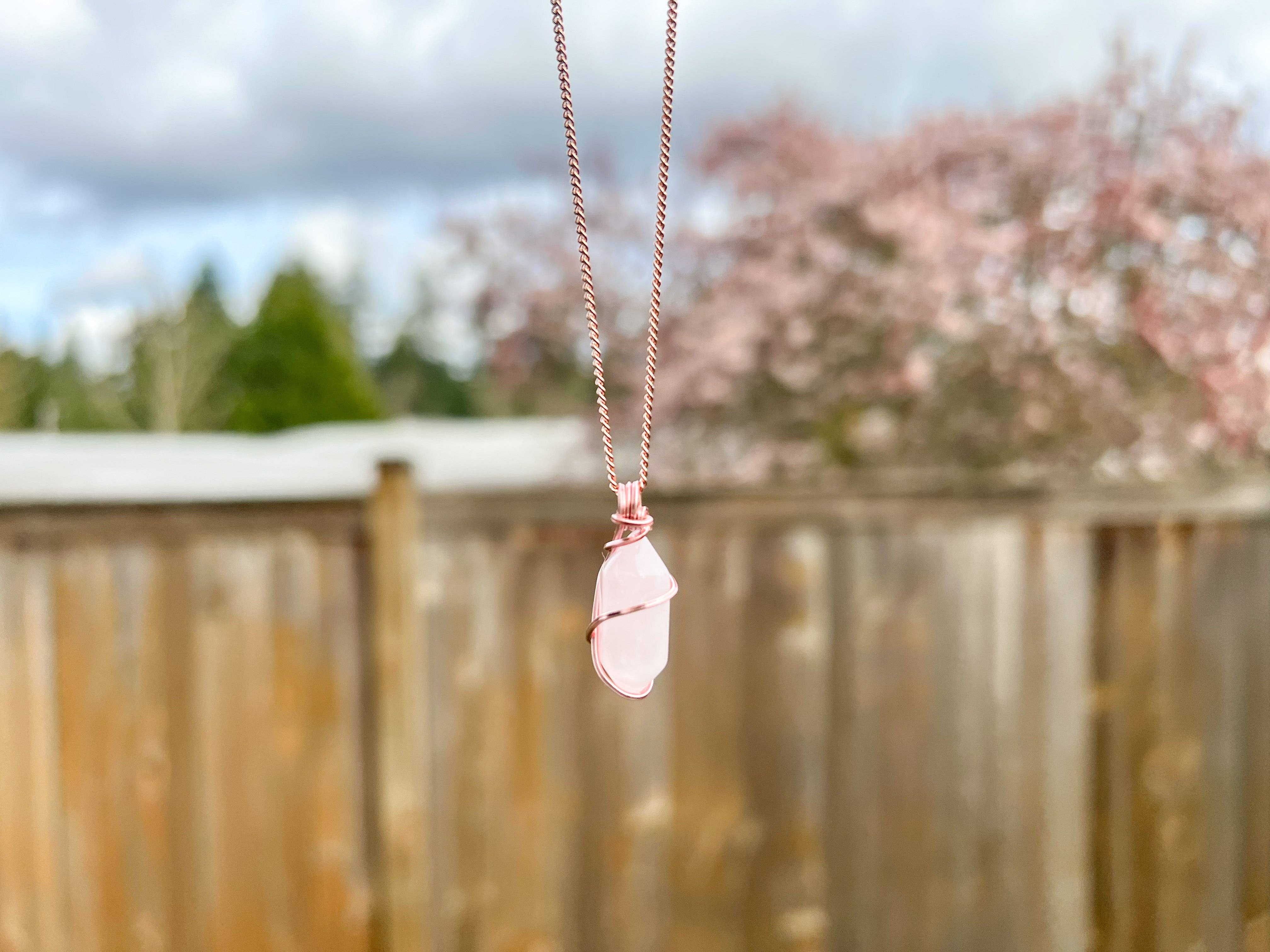 Crystals Wired - Wholesale Pendant/Charm Necklace - Rose Quartz Double Terminated Necklace3