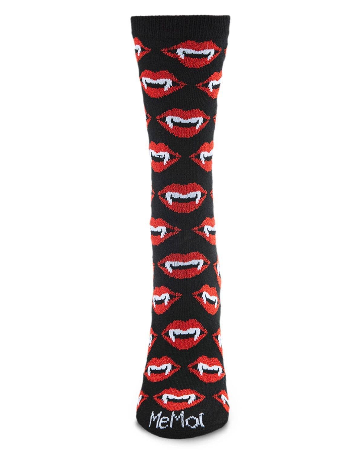 Black MeMoi Vampire Lips Novelty Crew Socks for wholesale on Faire1