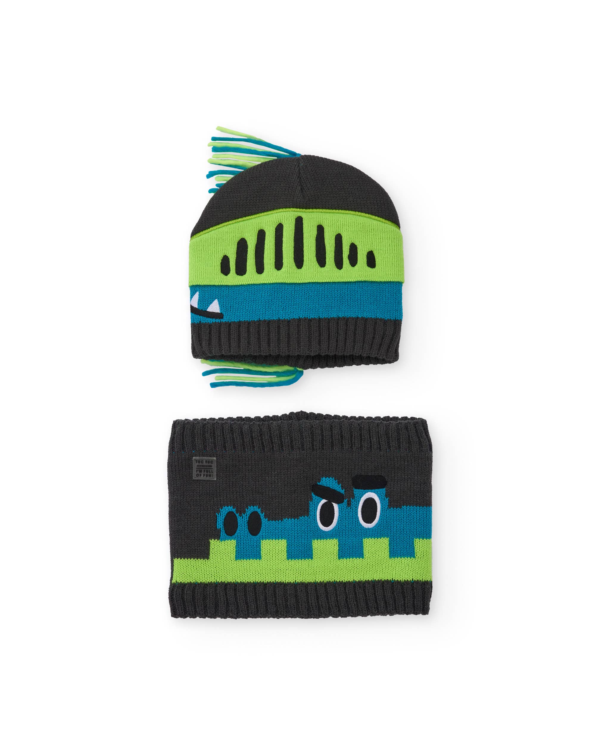 tuc tuc - Wholesale Winter Accessory Set - Kids - Dinosaur design hat and neck set for children0