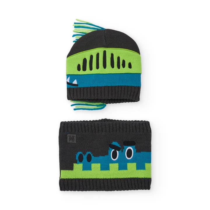 tuc tuc - Wholesale Winter Accessory Set - Kids - Dinosaur design hat and neck set for children0