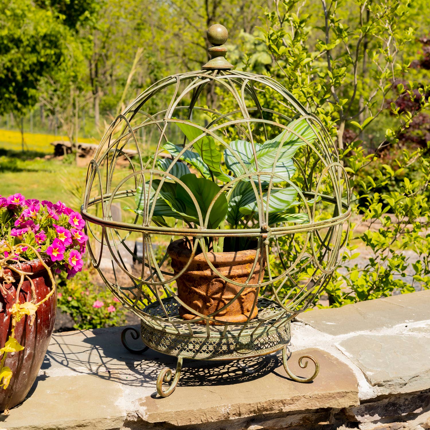 Zaer Ltd. International - Wholesale Plant Pot Stand - Iron Globe Plant Stands- 2 Sizes- 3 Color Options2