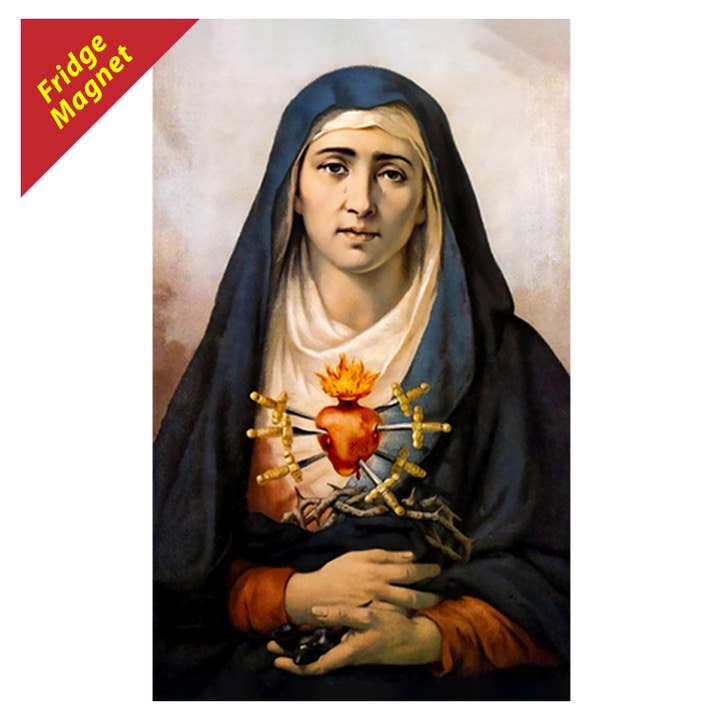 Seven Sorrows of Mary Fridge Magnet 4" for wholesale by Oremus Mercy