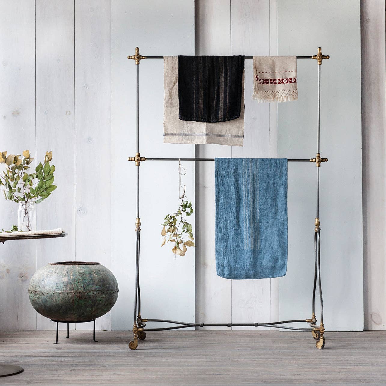 Blue Ocean Traders - Wholesale Throw Blanket - Grey/Blue Overdyed Grain Sack1