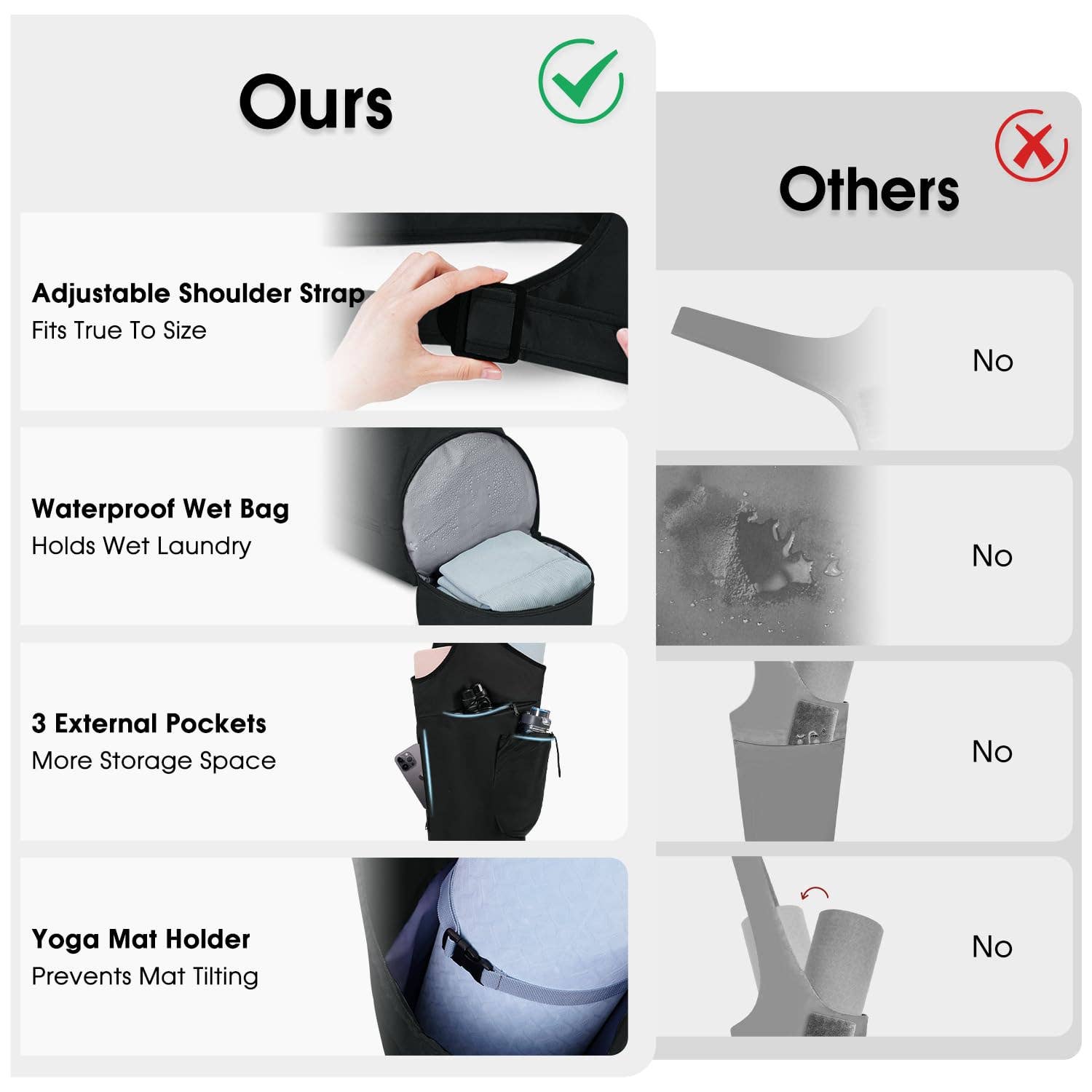 wandf - Wholesale Yoga Bag - Yoga Mat Bag Large Opening Long Tote Yoga Mat Carrier Holder3