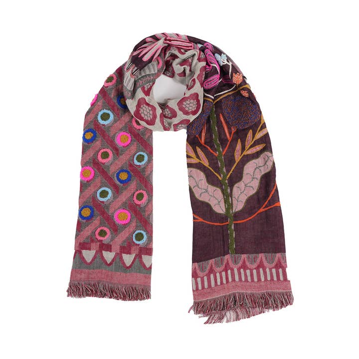 Dustflower Scarf - Brown Red for wholesale by Vismaya - A Brand by Shivani LLC