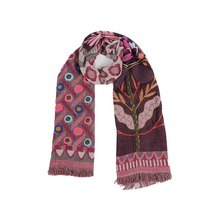 Dustflower Scarf - Brown Red for wholesale by Vismaya - A Brand by Shivani LLC