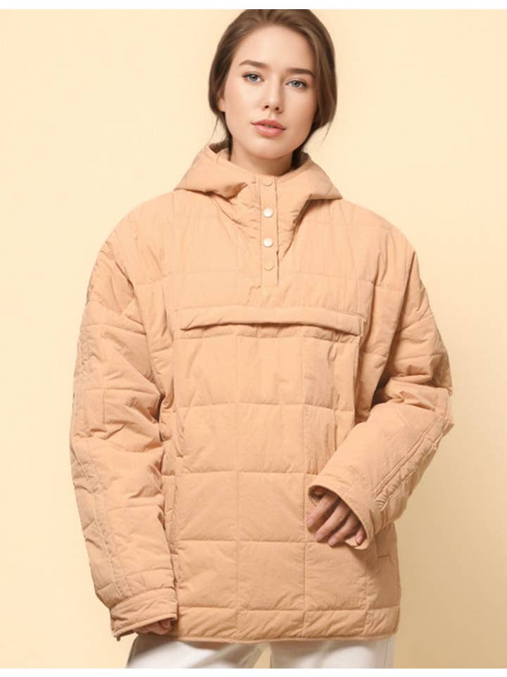 Sweetkama - Wholesale Puffer Jacket - Women's - Ladies Button Pullover Hooded Padded Puff Jacket SKT47552