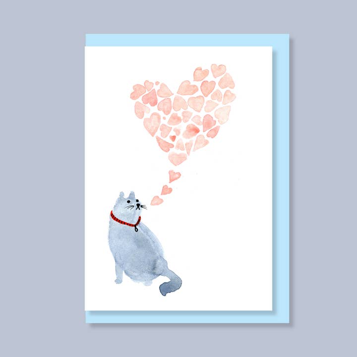 Postcard With An Envelope - Cat In Love for wholesale by Papetri paperworks