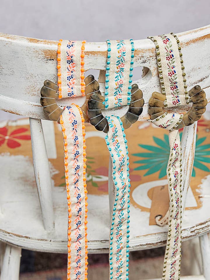 Beaded Floral Embroidered Buckle Belt for wholesale by Pol Clothing