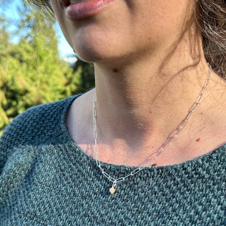 Collar Connections con piedra lunar rosa para venta al por mayor de FIADH Alchemy