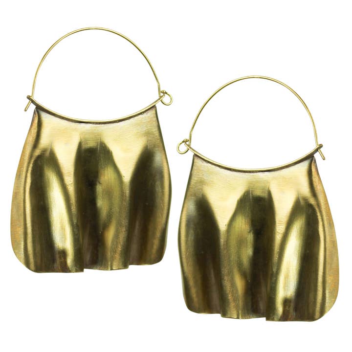 Marilyn Ruffle Earring, Brass for wholesale by HomArt