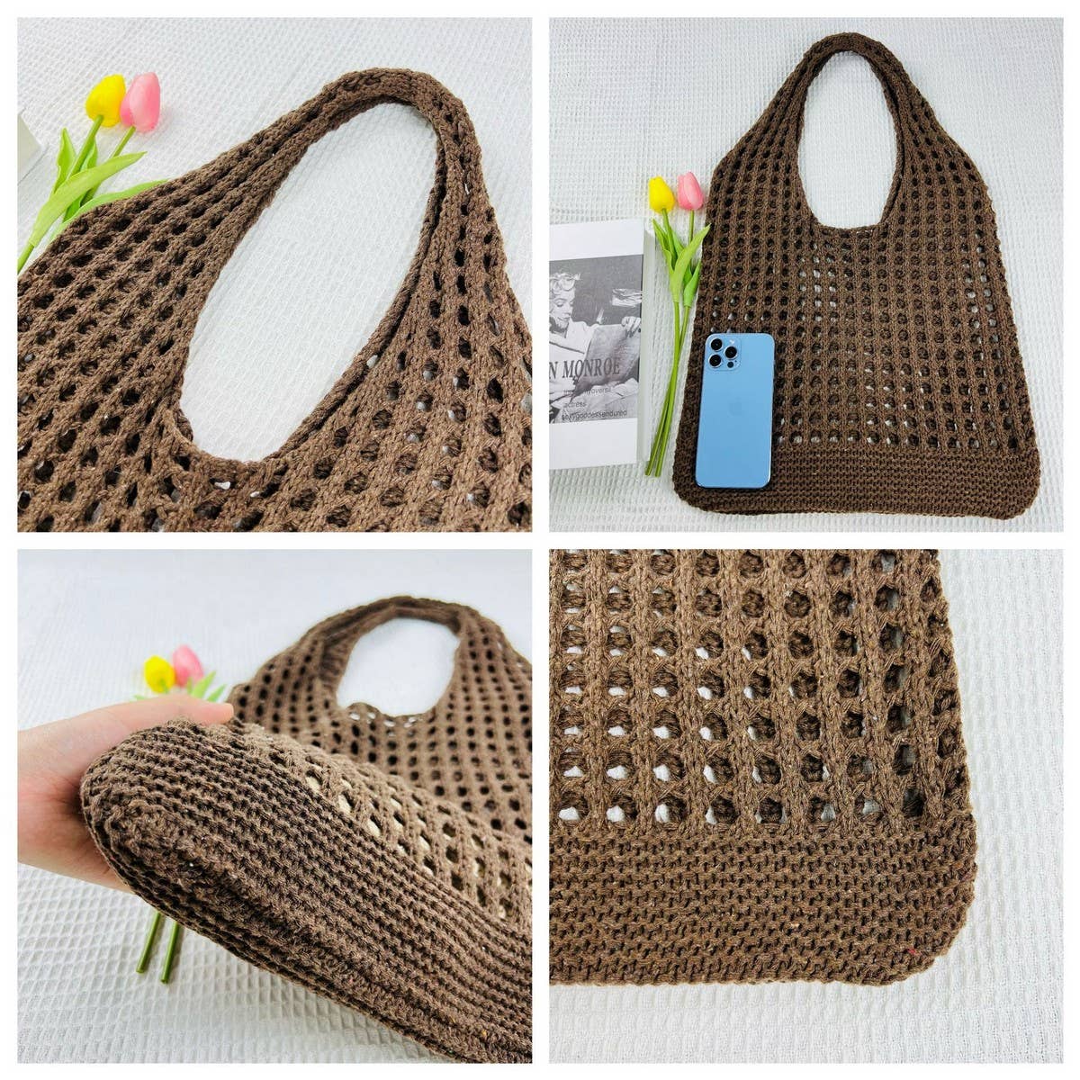 NINEXIS - Wholesale Tote Bag - Women's - CWAB1953_KNITTED HOLLOWED OUT TOTE BAG10