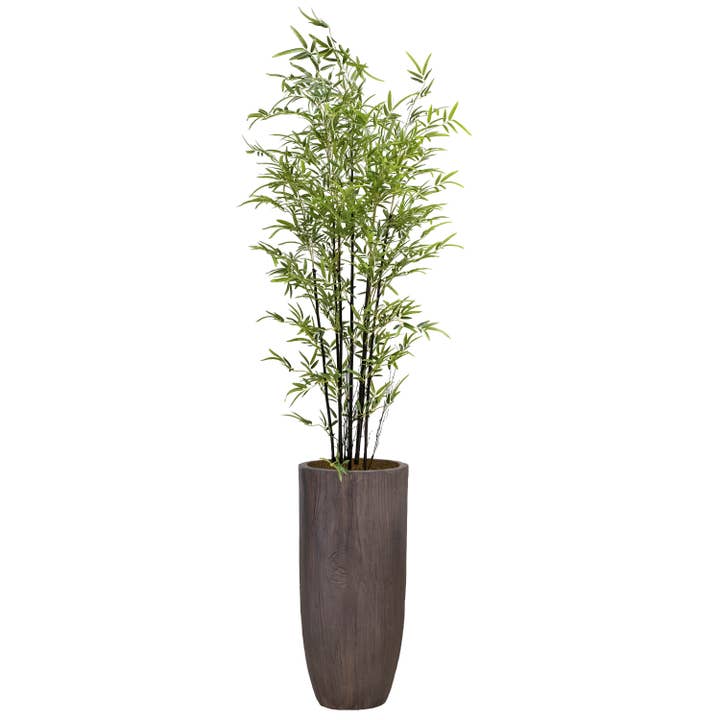 92"H Bamboo Tree With tall wood colored fiberstone planter for wholesale by Vintage Home