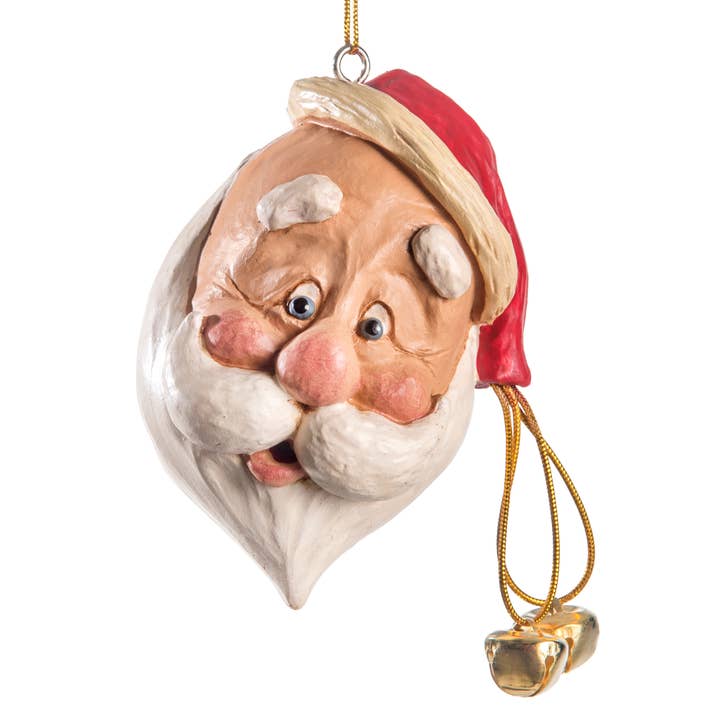 J Devlin Glass Art & Bert Anderson Collection - Wholesale Ornament - Santa Head Ornament With Cocked Hat Bert Anderson | BAC 021
