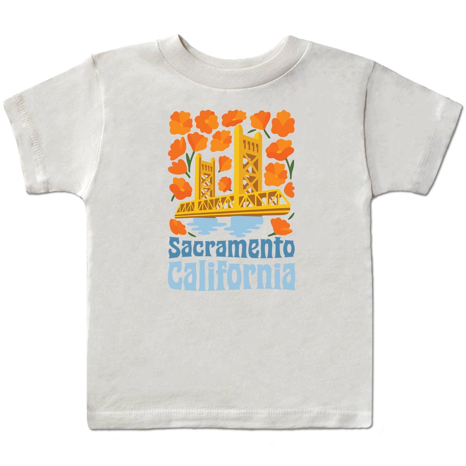 SF Mercantile - Wholesale Screen Printed T-Shirt - Kids - Sacramento Flower Power Kid's Tee, Natural0