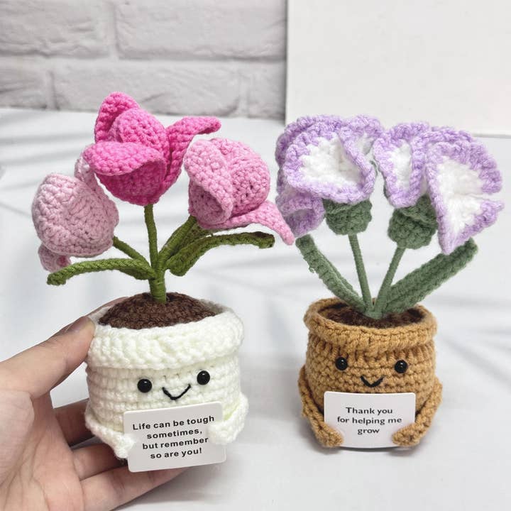 TOMOPOD LLC - Wholesale Christmas decoration - Crochet Cute Tulip, Carnation, Crochet Potted Flower Decor4
