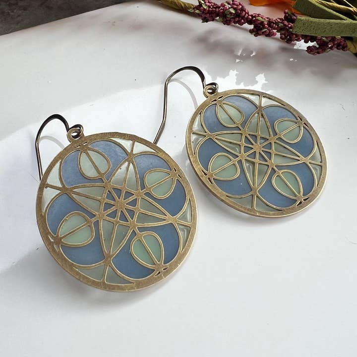 Cathedral // stained glass resin earrings for wholesale by Wild Lupine Folkcraft