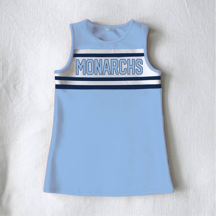 The Old Dominion University | Light Blue Striped Cheer Dress for wholesale by Scarlet & Gold
