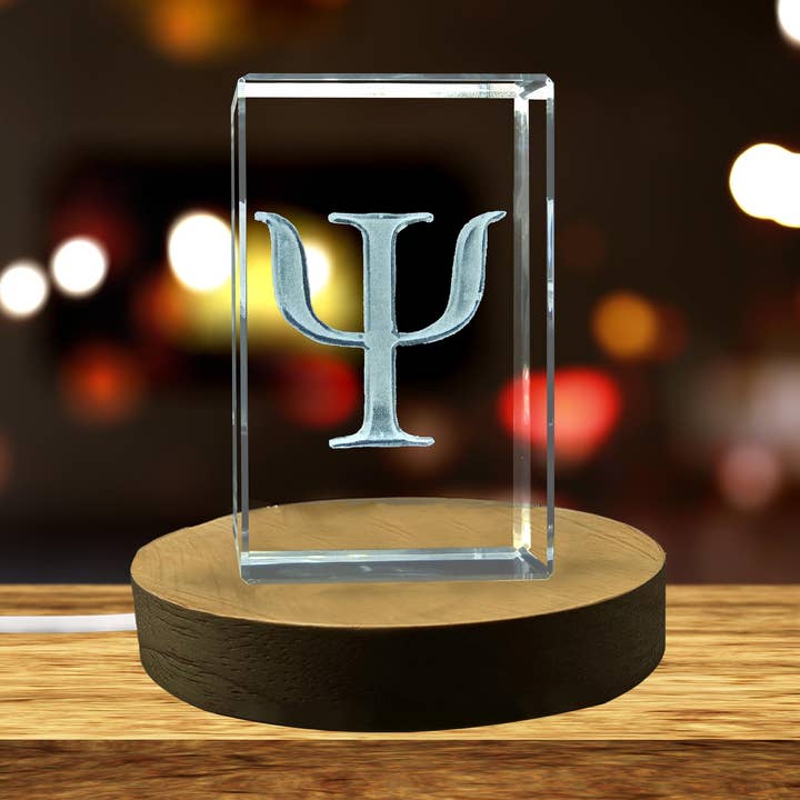 Psi griechischer Buchstabe 3D-Gravurkunst für den Großhandel von AB Crystal Collection