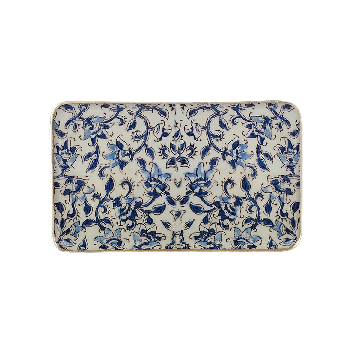 Maison Lilo - Vente Plateaux de service - Plateau métal émaillé Ispahan 15x25, bordure dorée