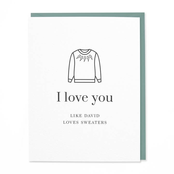 Liebe dich wie David Loves Pullover für den Großhandel von Hitchcock Paper Co.