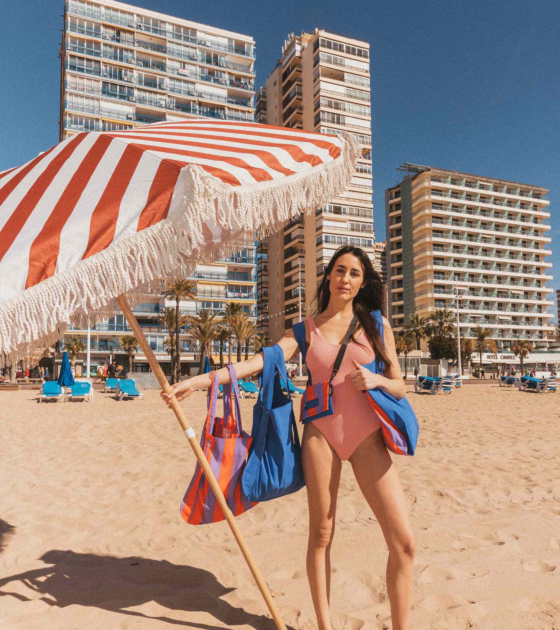 Notabag - Vente Tote bag – unisexe - Notabag - Rayures rouge/violet, printemps-été5