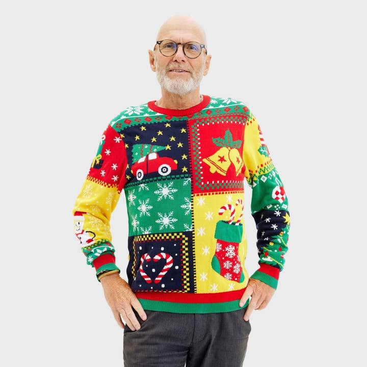 Le Pull de Noël Patchwork – Hommes pour la vente par Happy Seasons