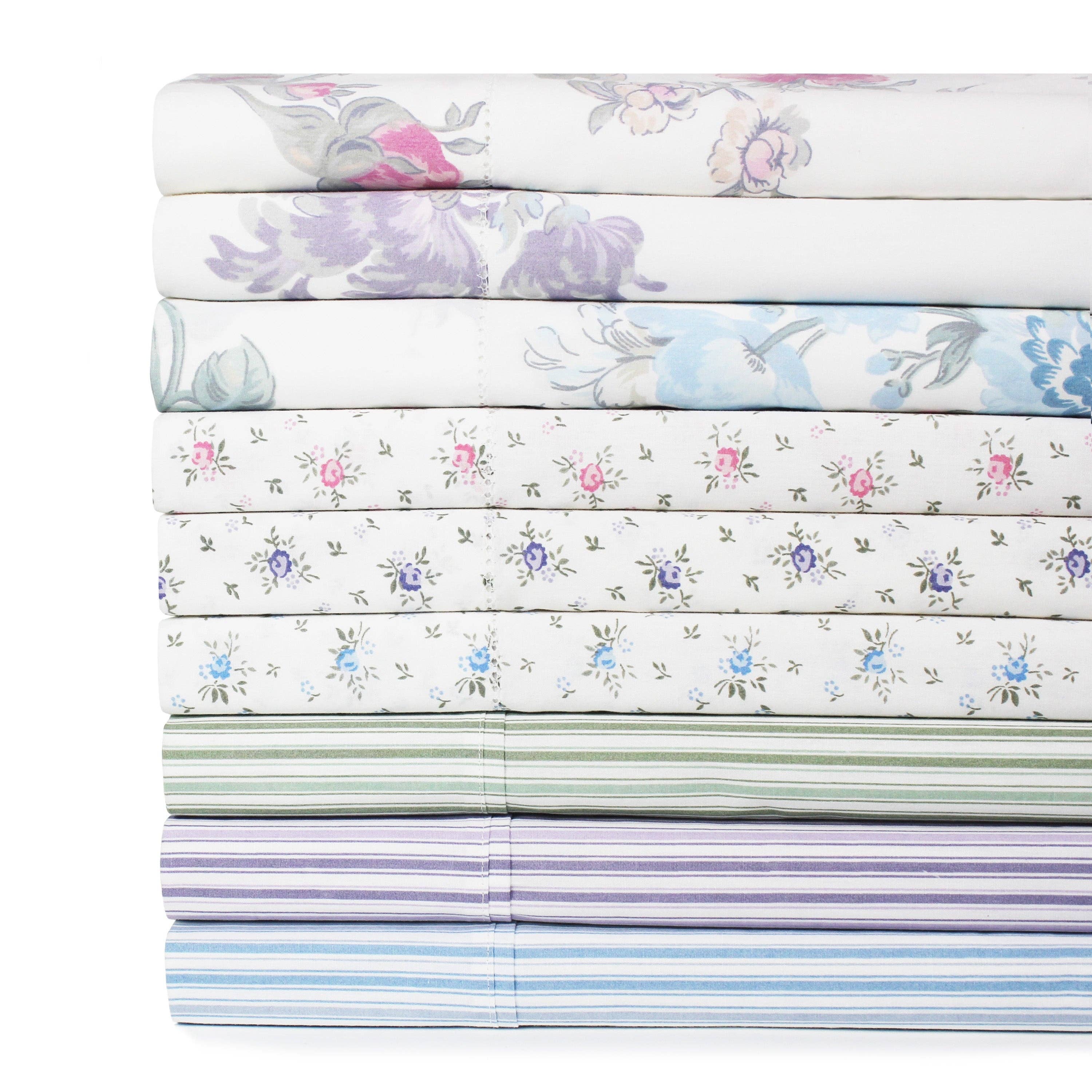 Mélange Home - Vente Parures de lit - Ensemble de draps en percale de coton imprimé à rayures9