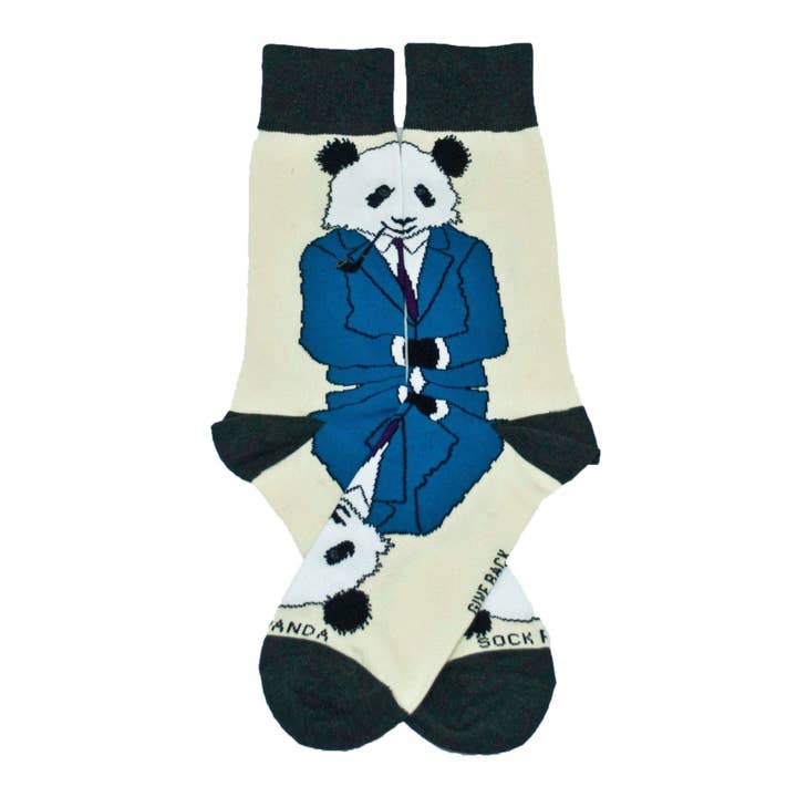 Dignified Reflective Panda Wearing a Suit Socks (Adult Large - Men's Shoe Sizes 8-12) for wholesale by Sock Panda