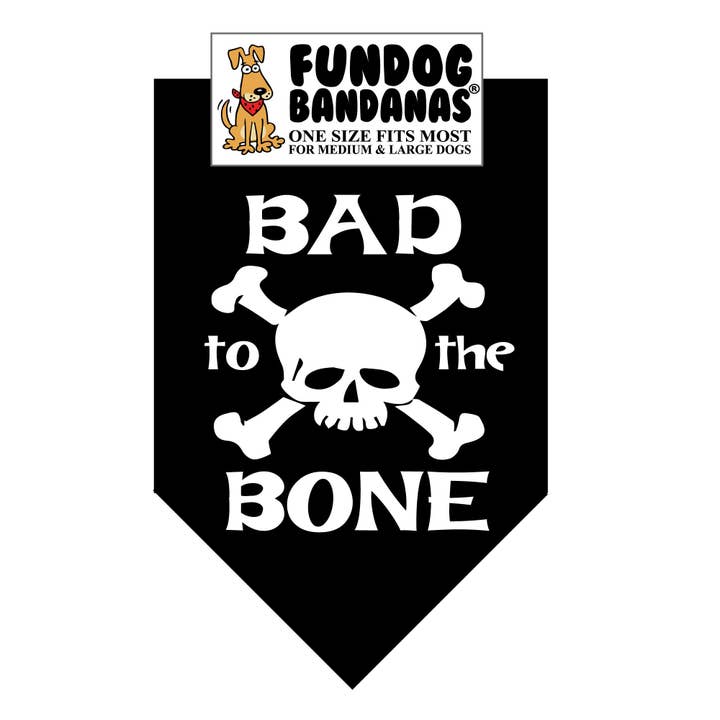 5 Pack - Bad to the Bone Bandana - Black for wholesale by FunDog Bandanas