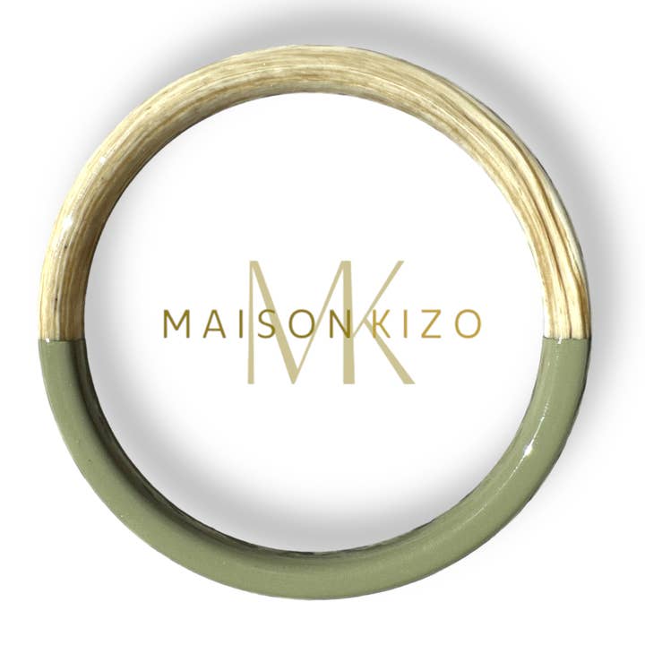 Khaki lacquered buffalo horn bangle for wholesale by MAISON KIZO