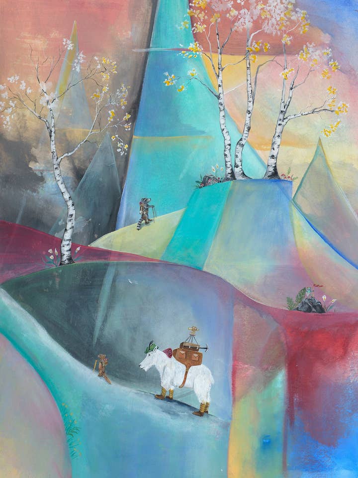 Climbing The Mountain Giclee Print Of Mixed Media Art for wholesale by Katie Crawford Art