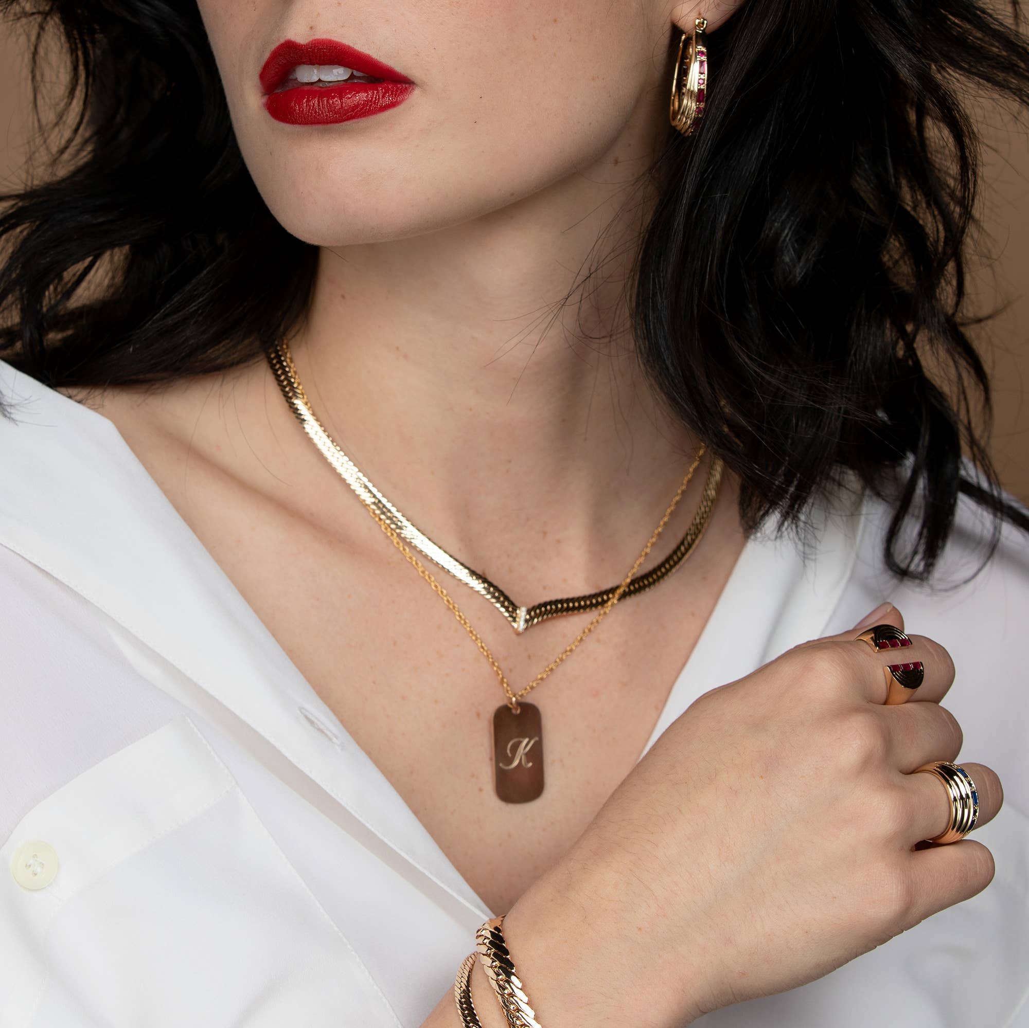 Glamrocks Jewelry - Wholesale Link & Chain Necklace - CZ Chevron Herringbone Necklace- Clear1