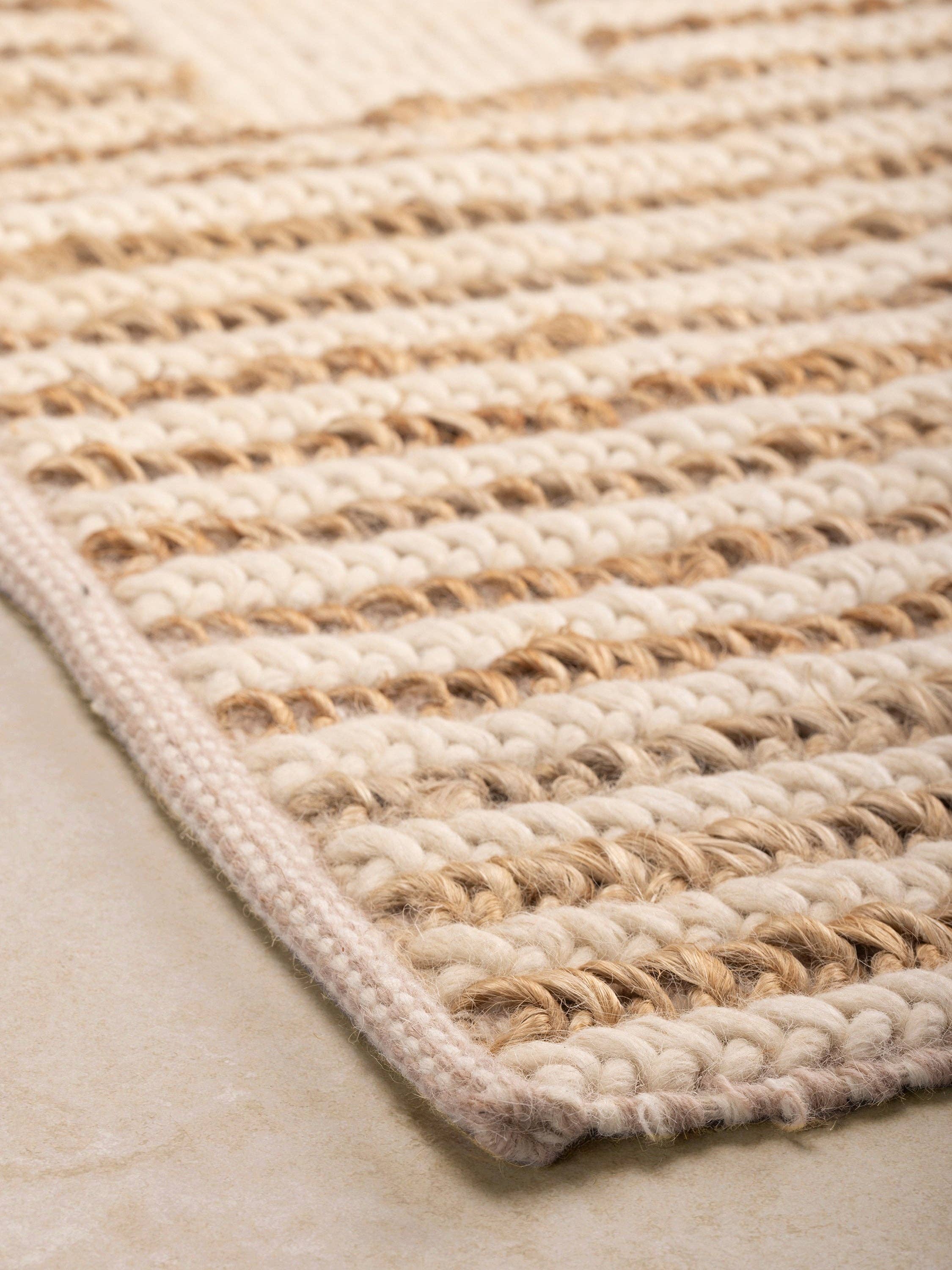 GAURI KOHLI - Wholesale Area Rug - Zanzibar Textured Neutral Flat-Weave Area Rug · 5′×8′3