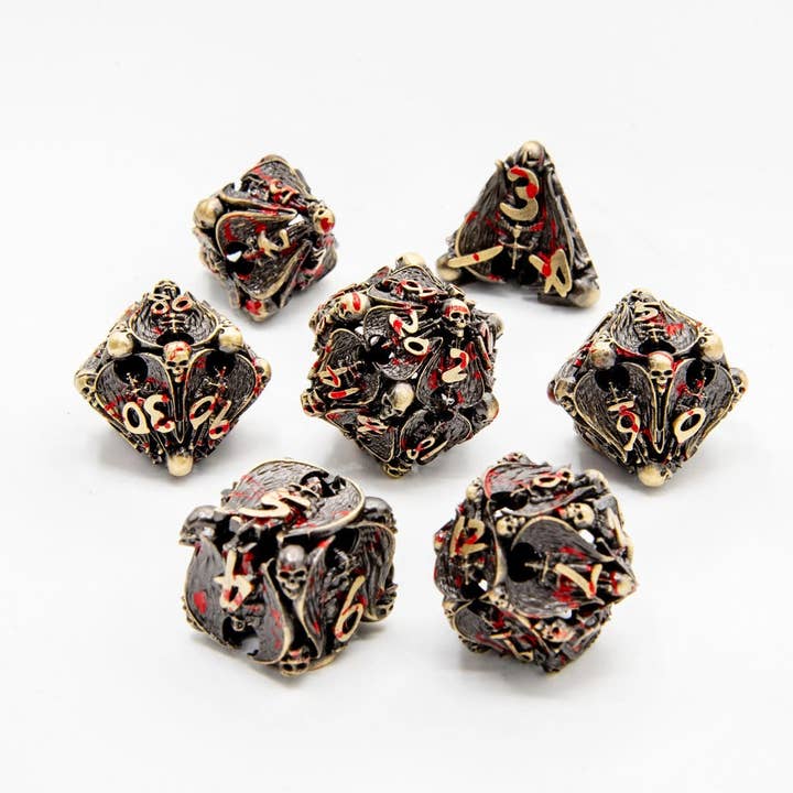 Hellforged Relics | Hollow Metal Dice | 7-Polyhedral Set for wholesale by Tabletop Dominion Limited