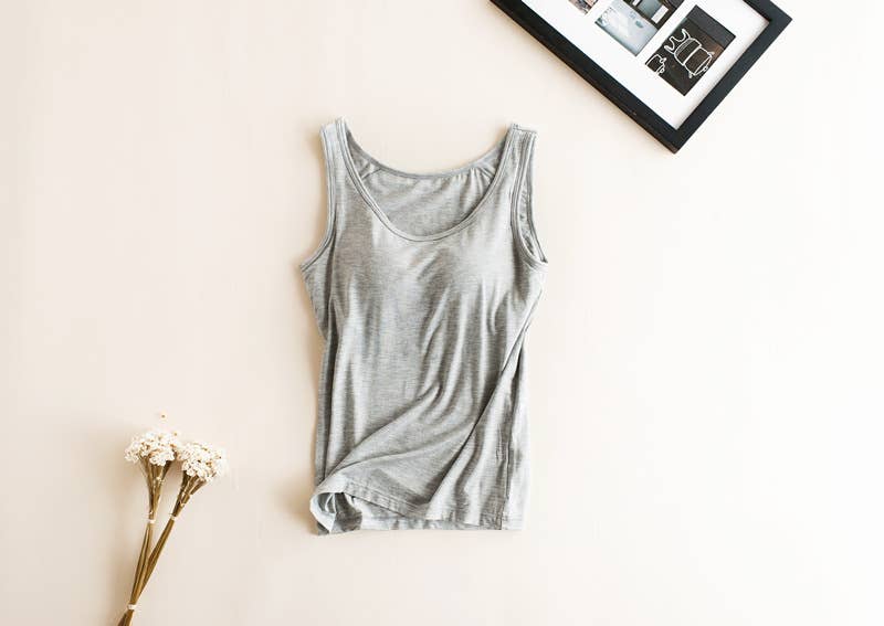 HIDDENBRAND - Wholesale Tank Top - Women's - Essential Basic Soft Modal tank top w built in bra5
