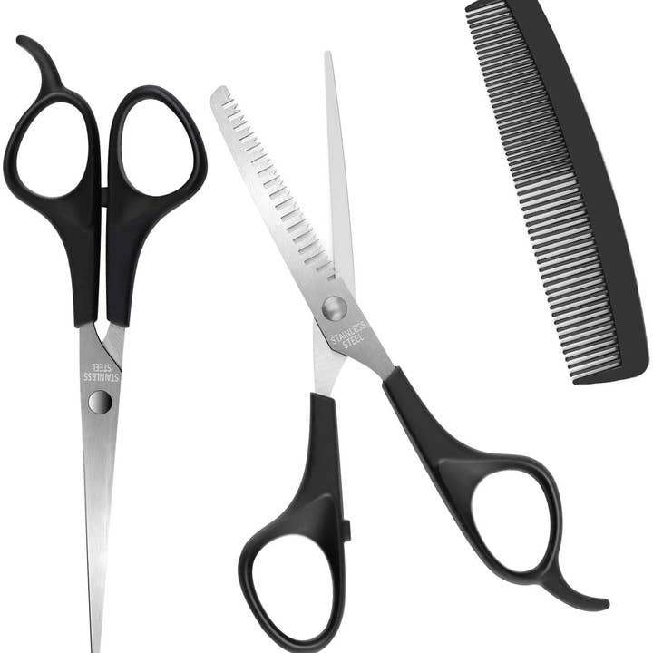 My Wholesale Warehouse - Wholesale Hair Scissors - Generise 3pc Grooming Set - Cutting Scissors, Thinning Scissors and Comb