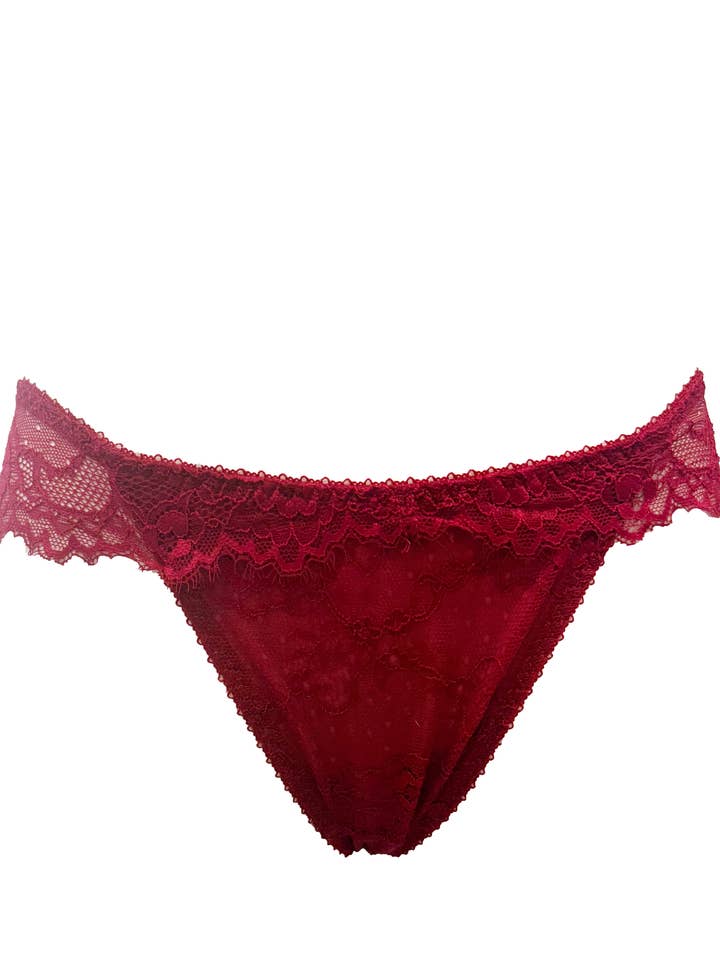 Ruby Red Stretch Lace Panty for wholesale by Carol Coelho Intimates