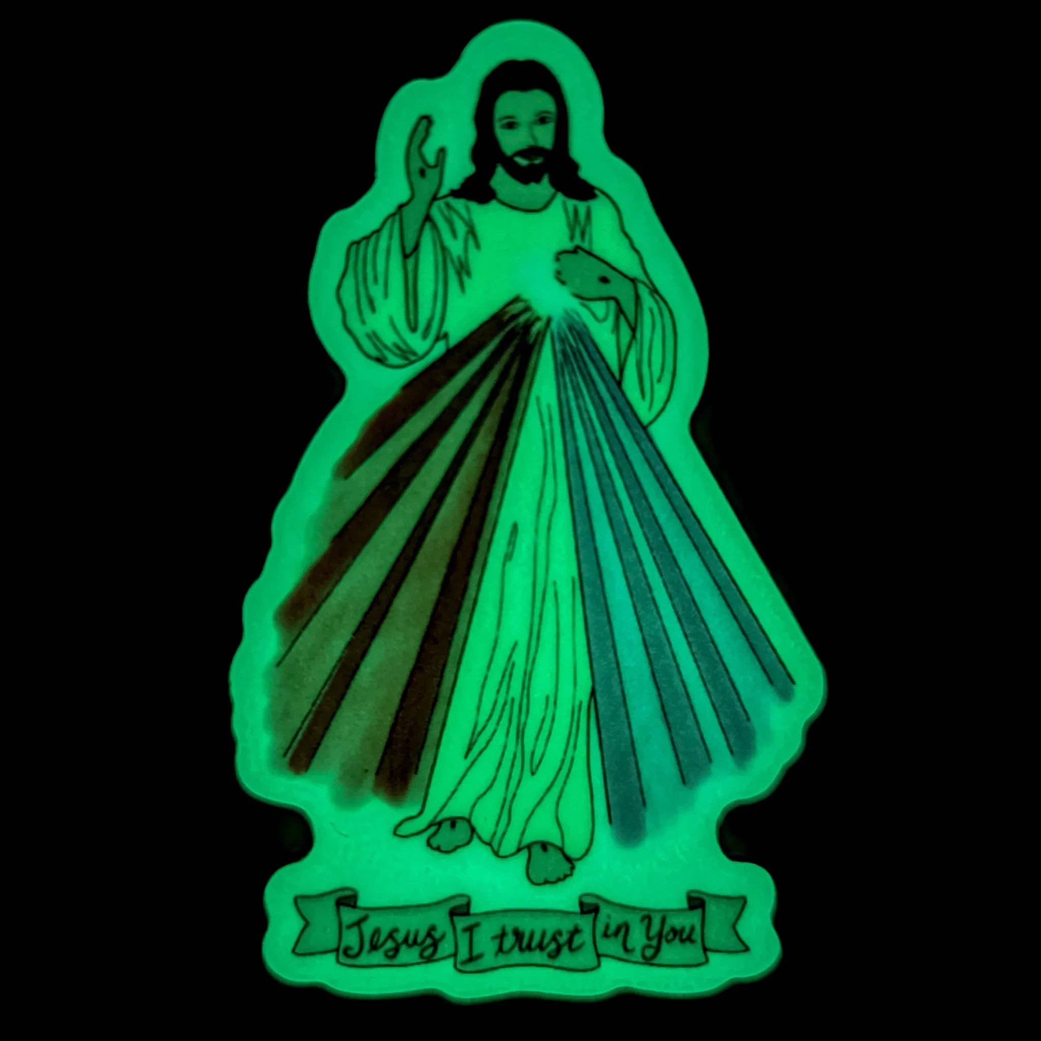 worthy of Agape - Wholesale Sticker - Divine Mercy Glow in the Dark Sticker2