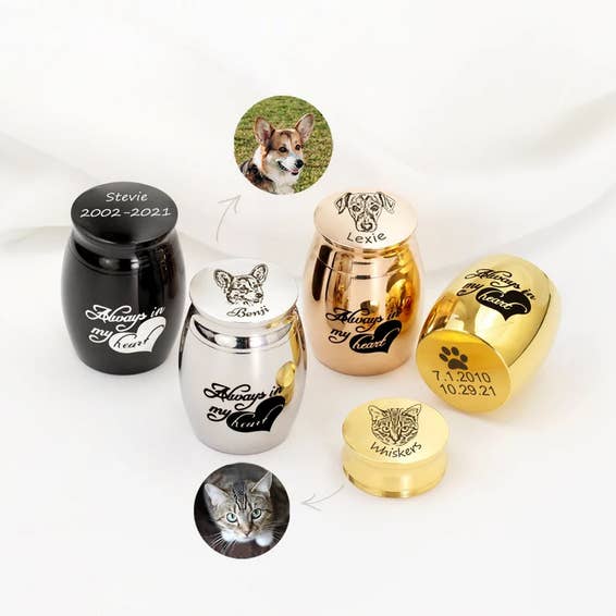 Personalized Pet Portrait Pet Always in my Heart Mini Urn for wholesale by Anavia