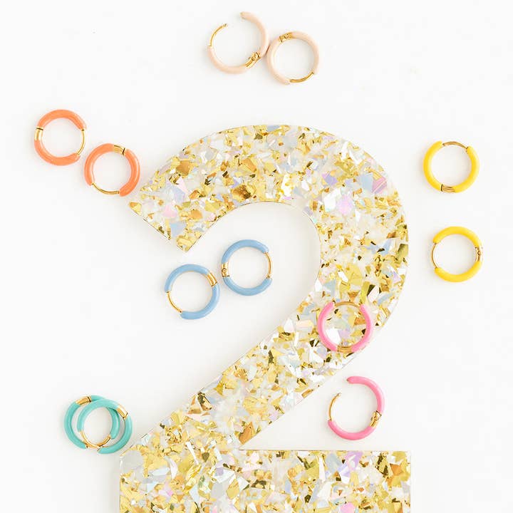 Pip Pop Post - Wholesale Huggie Earrings - Enamel Hoop
