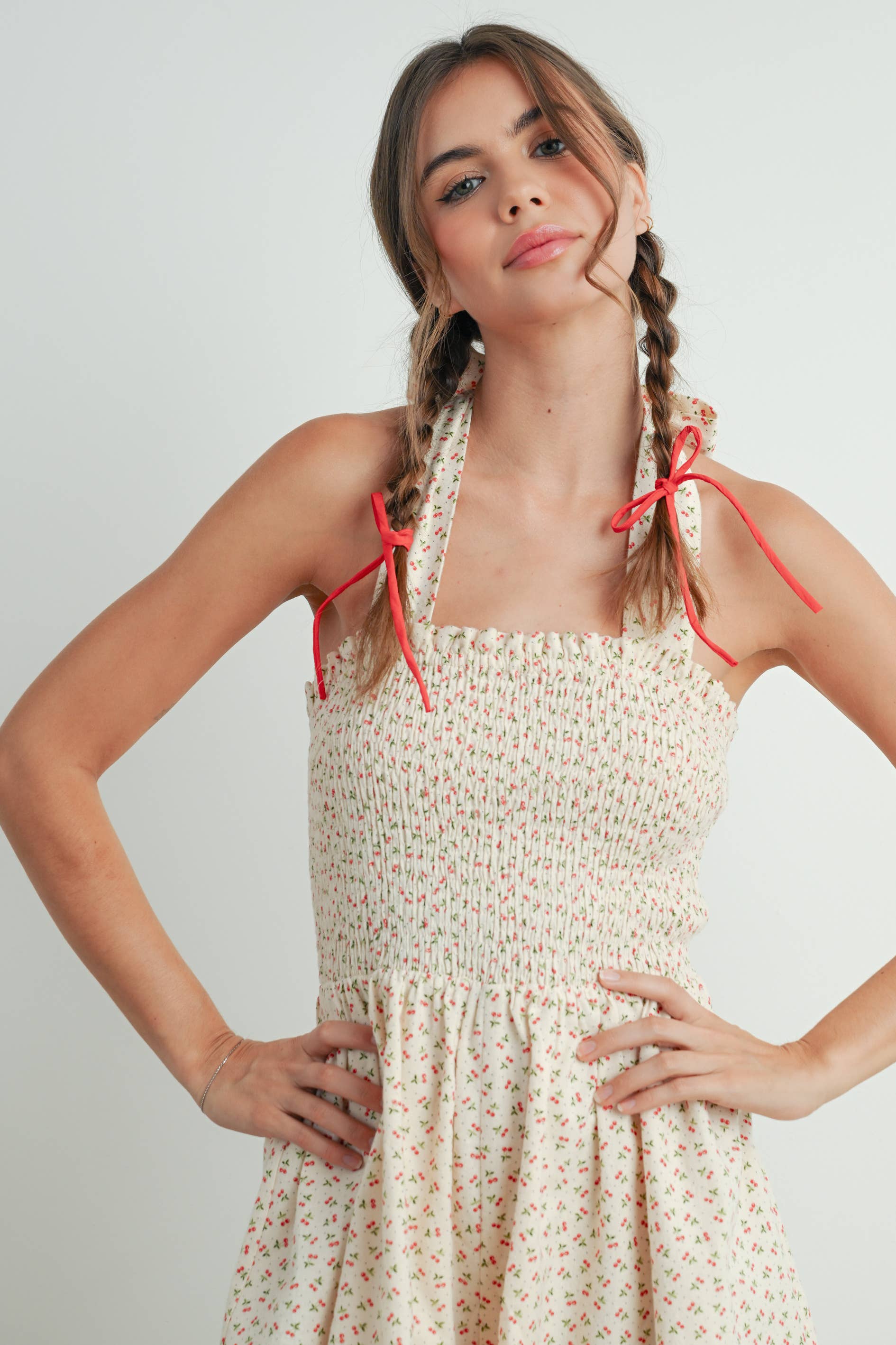 BUTTERMELON - Wholesale Dress - Women's - Classic Ditsy Mini Dress - BMR76721