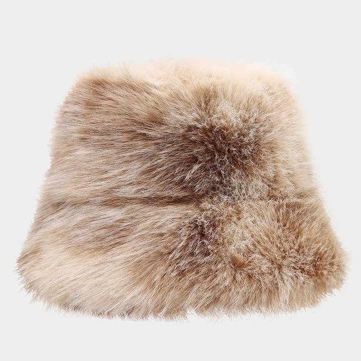 DOUBLJU - Wholesale Bucket Hat - Women's - COLOR GRADIENT TIE-DYE FAUX FUR FISHERMAN HAT_CWAH050544