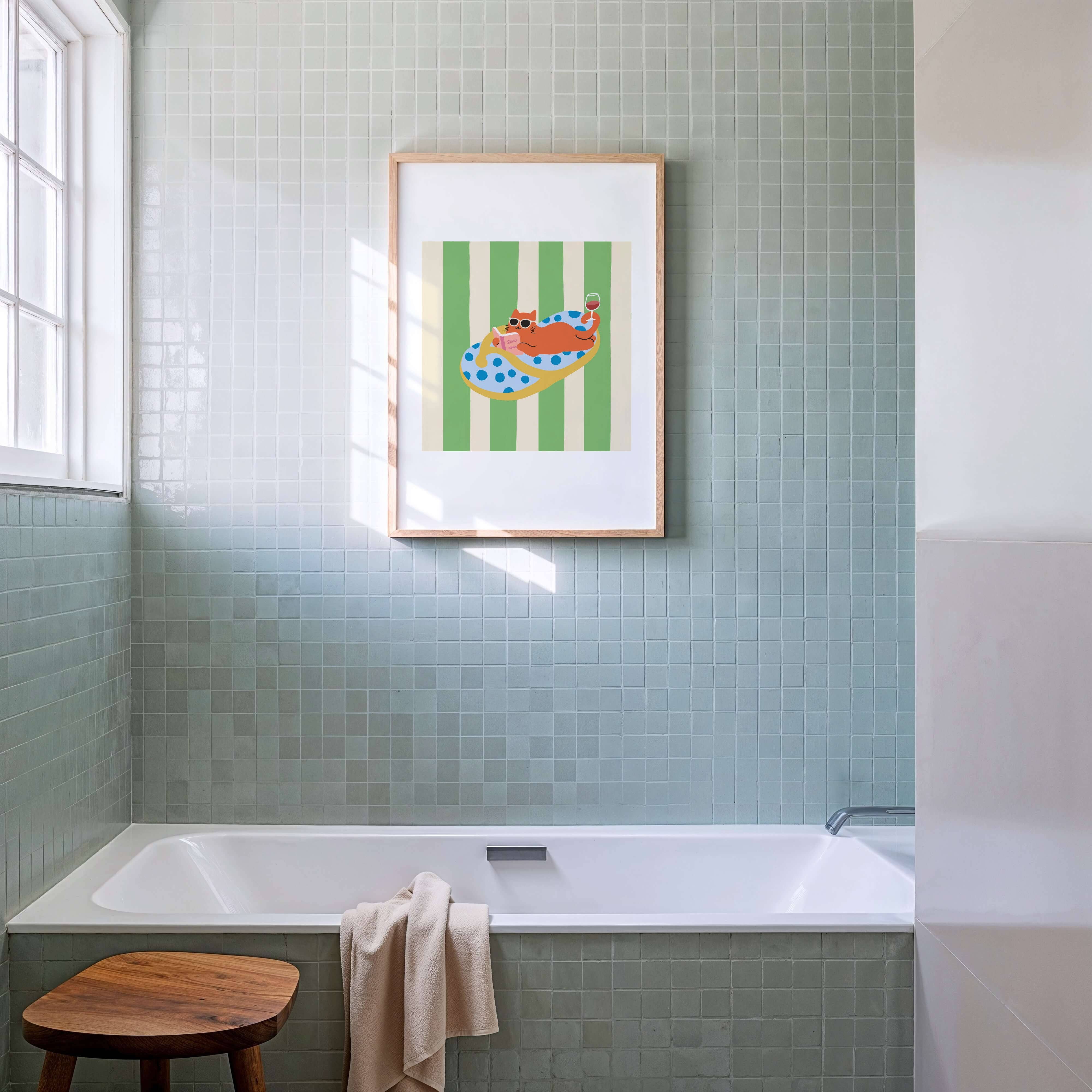 Angela Wan Art - Wholesale Art Print - "Slow Down – Slipper Life Series" Matted Print with Island Vibes2